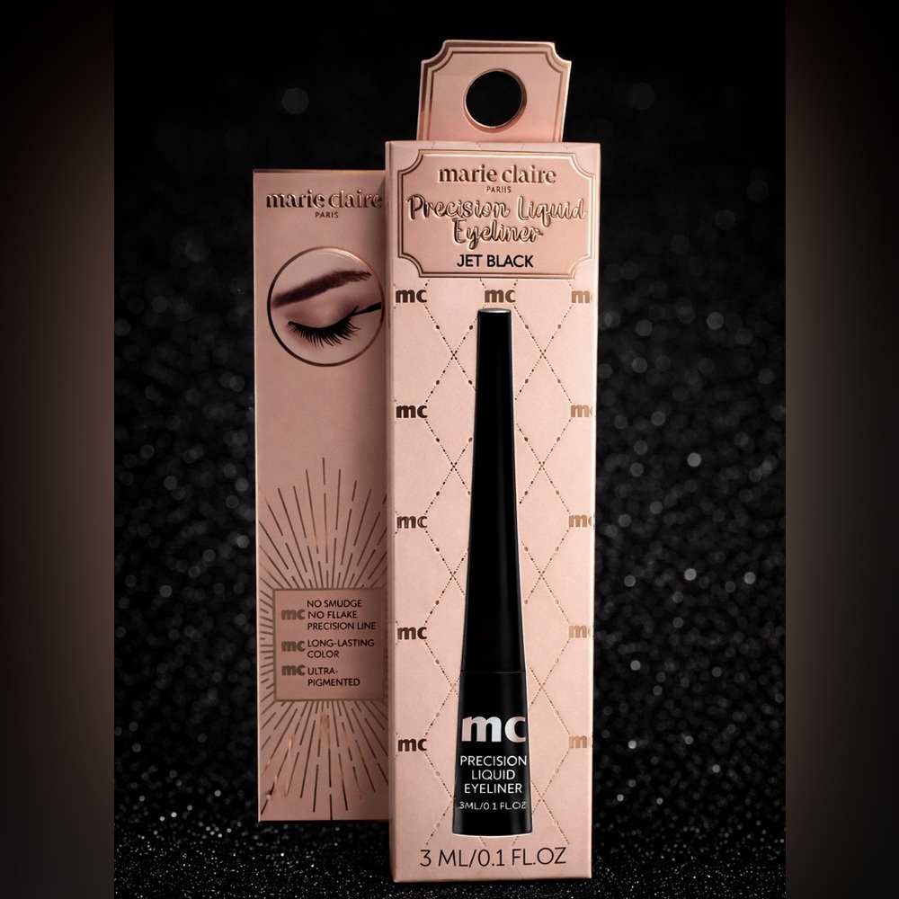 Marie Claire Precision Liquid Eyeliner Jet Black 3mL, Ultra Pigmented